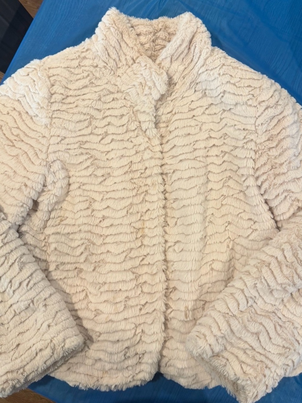 dennis basso Cream Faux-Fur Teddy Jacket
